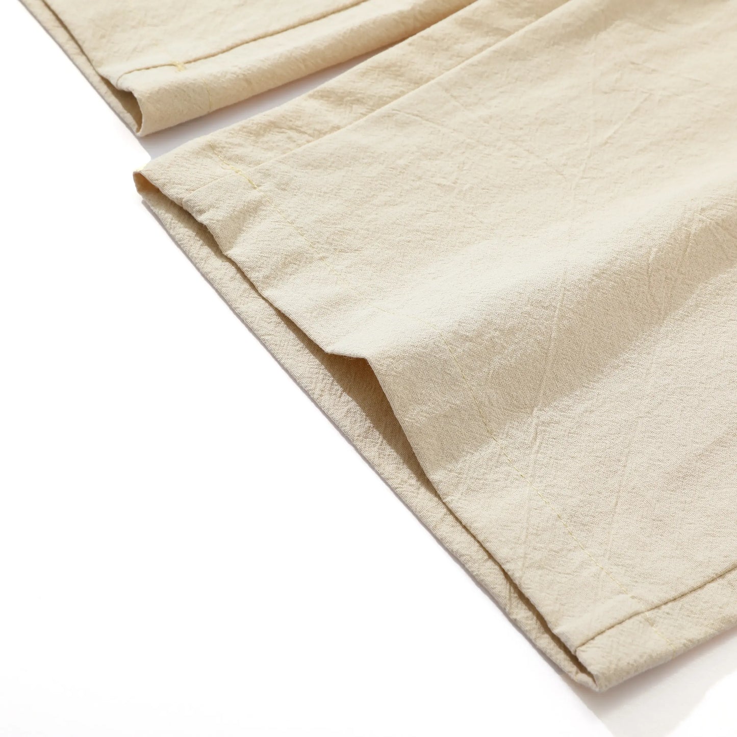 4 Pieces 100% Cotton Linen Pants for Men & Women, Summer Casual Elastic Waist Drawstring Wide Leg Breathable Pants