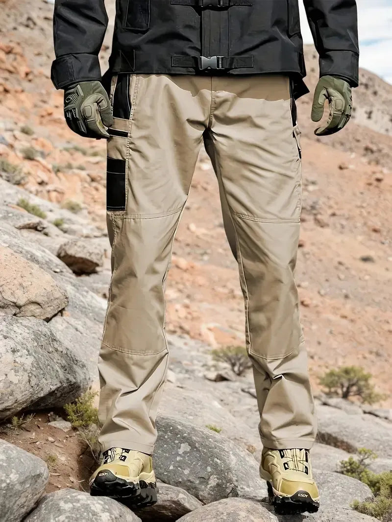 Men's Solid Color Tactical Work Pants,230g/m² new fabric,with Multiple Pockets and Zipper Closures