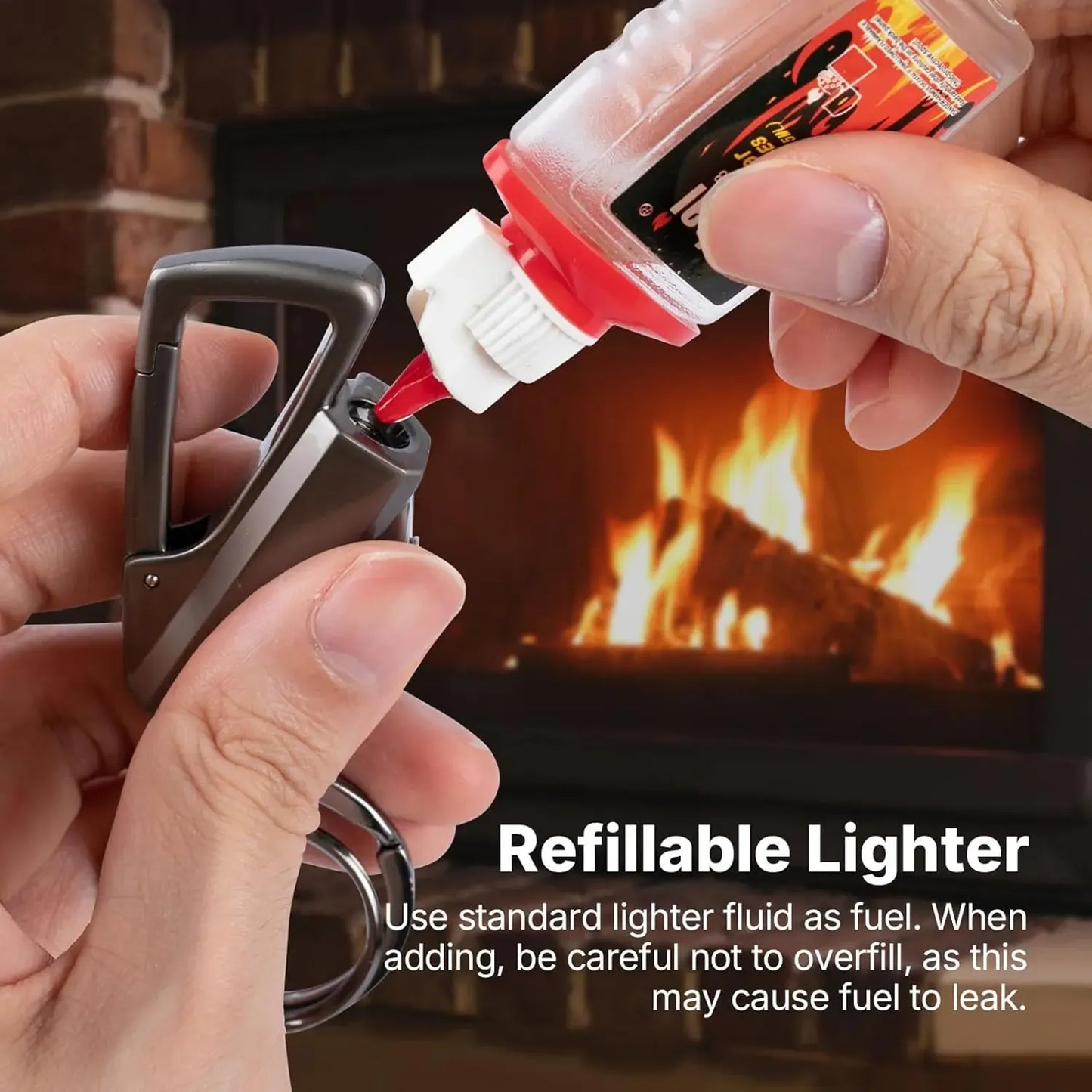 Permanent Match Infinity Lighter with Multitool Keychain Bottle Opener, Keychain Multitool (Not Include Lighter Fluid)