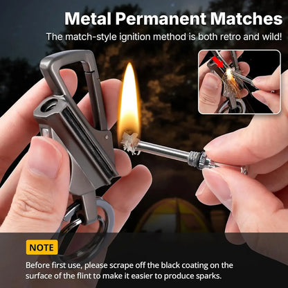 Permanent Match Infinity Lighter with Multitool Keychain Bottle Opener, Keychain Multitool (Not Include Lighter Fluid)