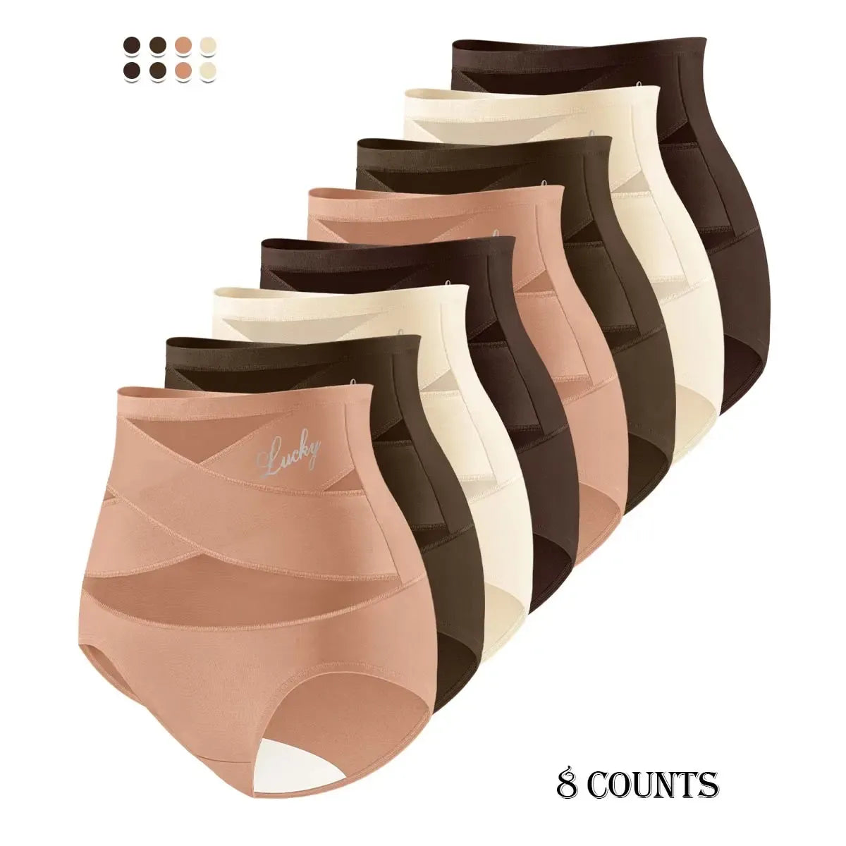 3/4/5/6/8 Pcs Women's High Waist Briefs