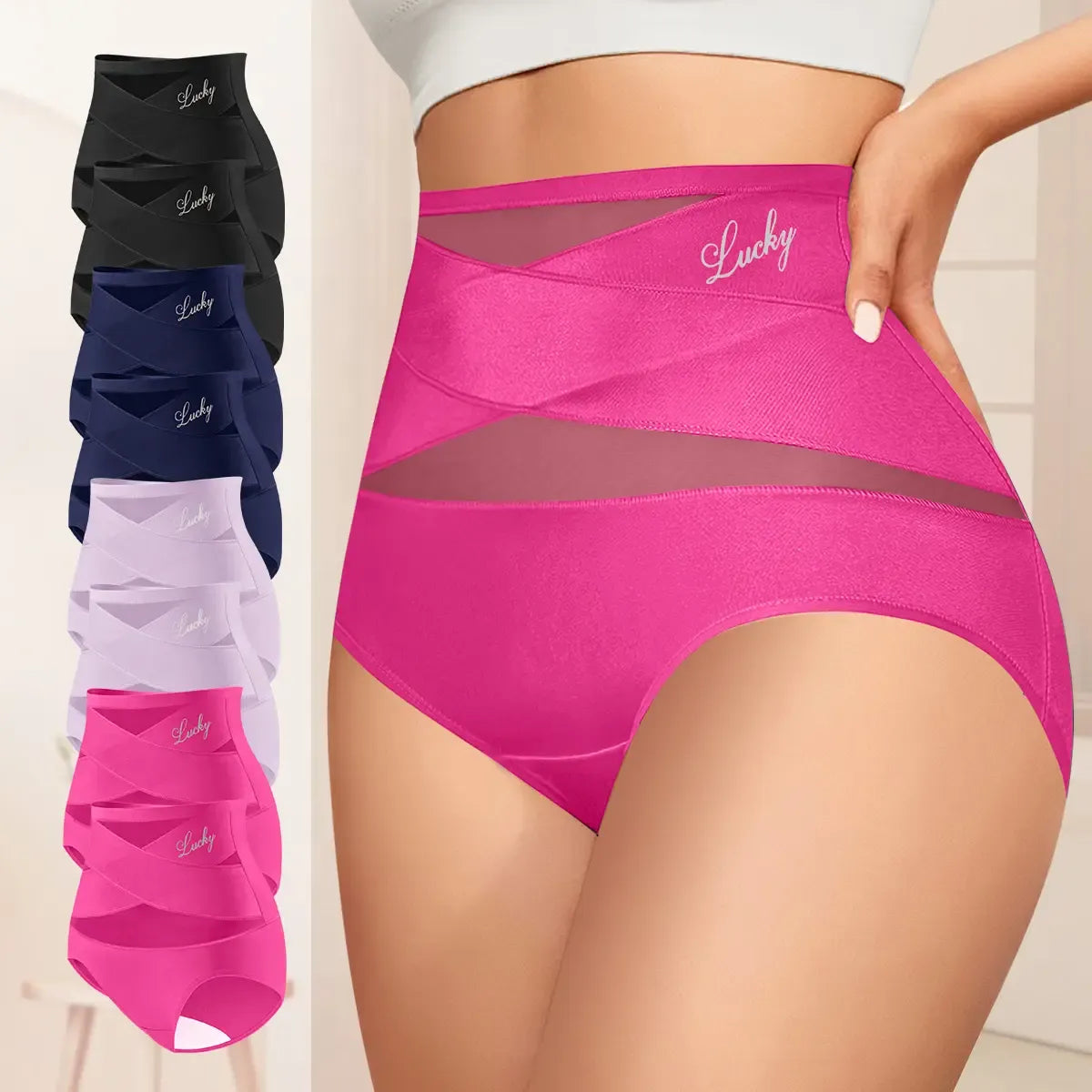 3/4/5/6/8 Pcs Women's High Waist Briefs