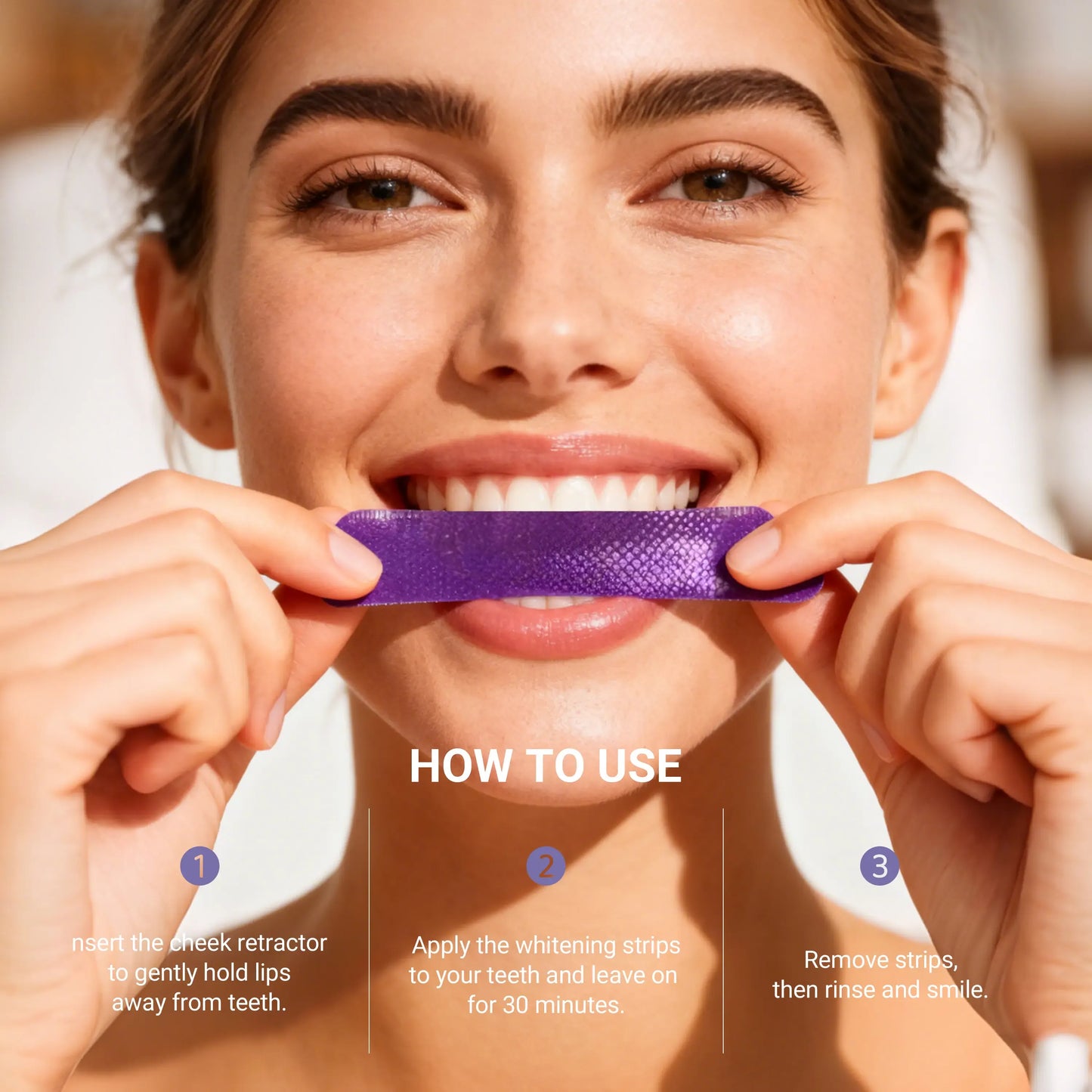 Purple Teeth Care Strips With Free Cheek Retractor