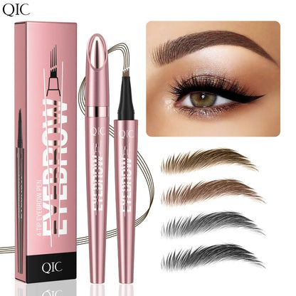 Waterproof 4 Tip Eyebrow Pen for Natural Defined Brows, Microblading Effect Brow Pencil with Fine Hair Strokes, Long Lasting Smudge Proof Makeup Tool .