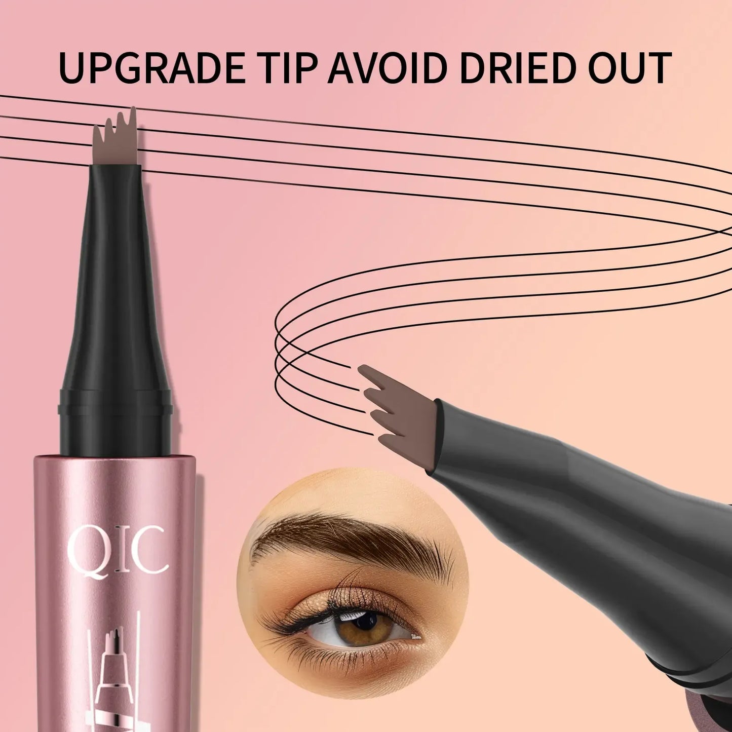 Waterproof 4 Tip Eyebrow Pen for Natural Defined Brows, Microblading Effect Brow Pencil with Fine Hair Strokes, Long Lasting Smudge Proof Makeup Tool .