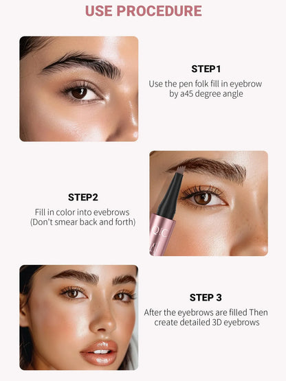 Waterproof 4 Tip Eyebrow Pen for Natural Defined Brows, Microblading Effect Brow Pencil with Fine Hair Strokes, Long Lasting Smudge Proof Makeup Tool .