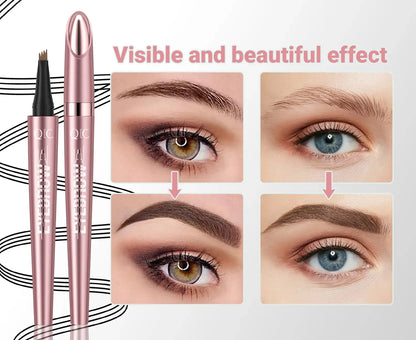 Waterproof 4 Tip Eyebrow Pen for Natural Defined Brows, Microblading Effect Brow Pencil with Fine Hair Strokes, Long Lasting Smudge Proof Makeup Tool .