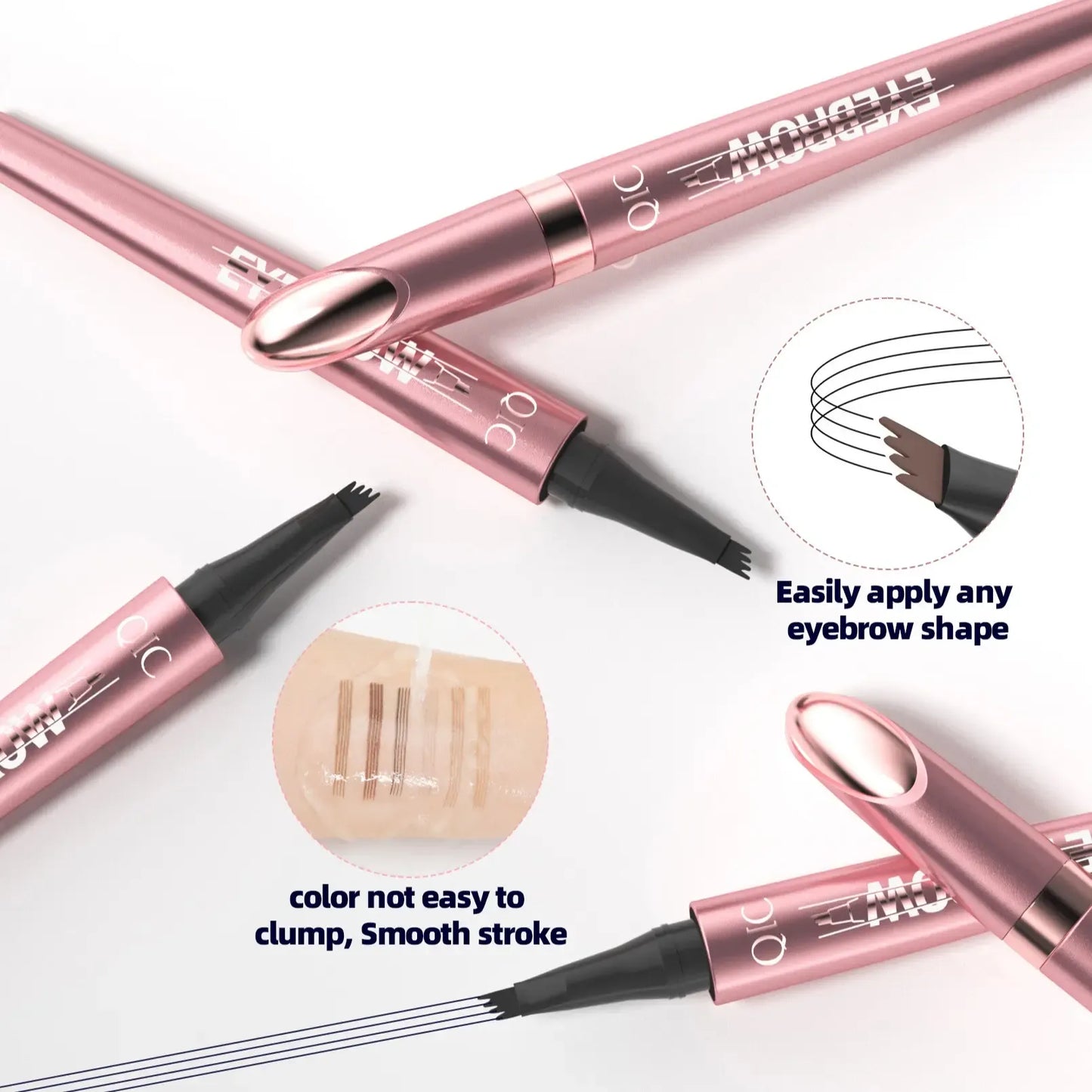 Waterproof 4 Tip Eyebrow Pen for Natural Defined Brows, Microblading Effect Brow Pencil with Fine Hair Strokes, Long Lasting Smudge Proof Makeup Tool .