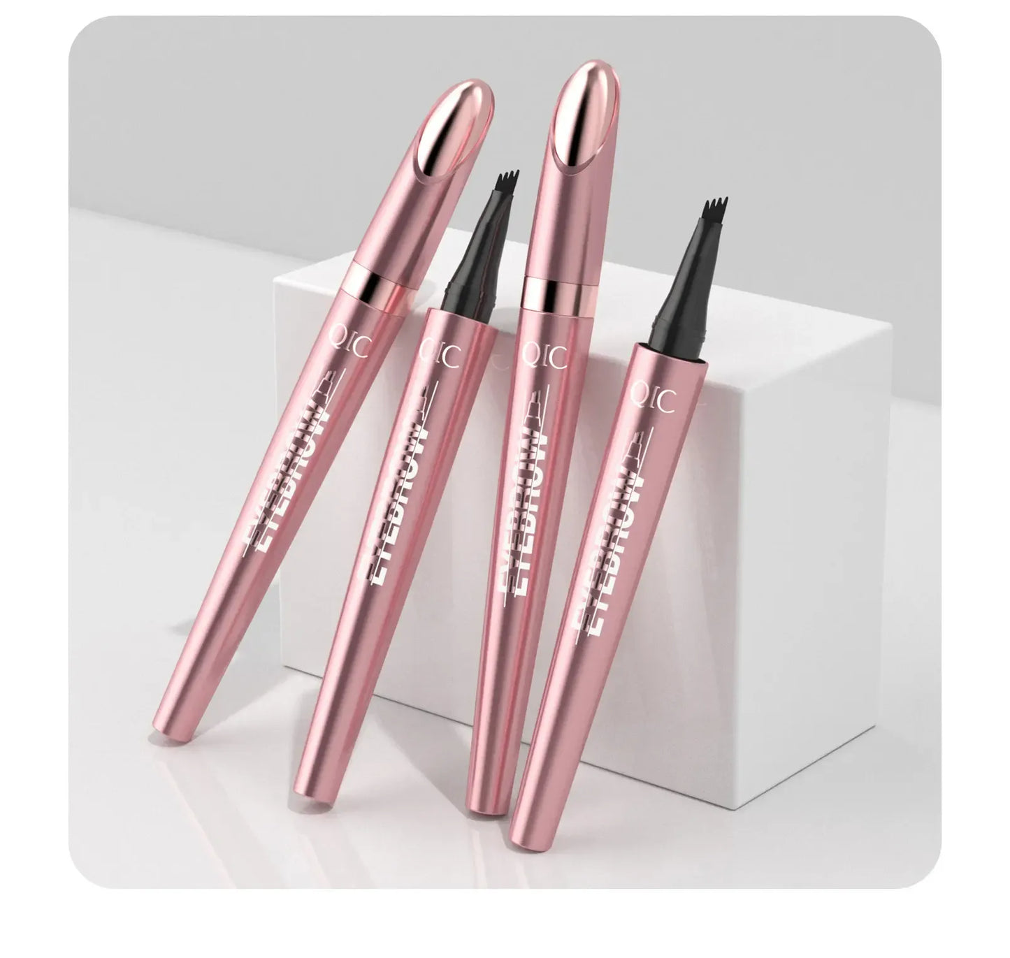 Waterproof 4 Tip Eyebrow Pen for Natural Defined Brows, Microblading Effect Brow Pencil with Fine Hair Strokes, Long Lasting Smudge Proof Makeup Tool .