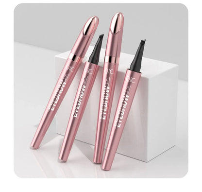 Waterproof 4 Tip Eyebrow Pen for Natural Defined Brows, Microblading Effect Brow Pencil with Fine Hair Strokes, Long Lasting Smudge Proof Makeup Tool .