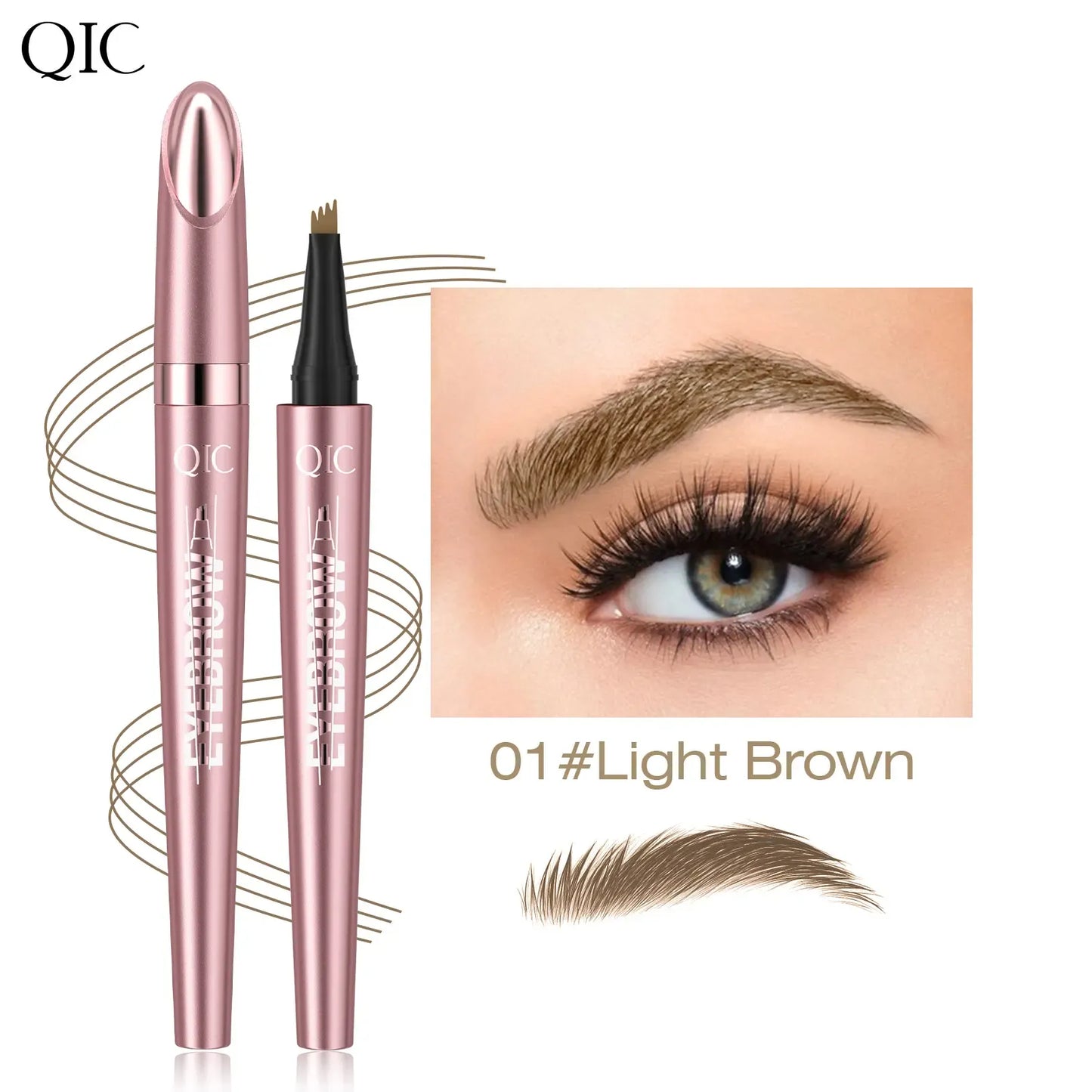 Waterproof 4 Tip Eyebrow Pen for Natural Defined Brows, Microblading Effect Brow Pencil with Fine Hair Strokes, Long Lasting Smudge Proof Makeup Tool .