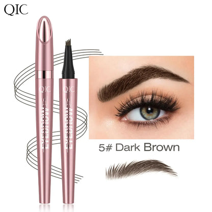 Waterproof 4 Tip Eyebrow Pen for Natural Defined Brows, Microblading Effect Brow Pencil with Fine Hair Strokes, Long Lasting Smudge Proof Makeup Tool .