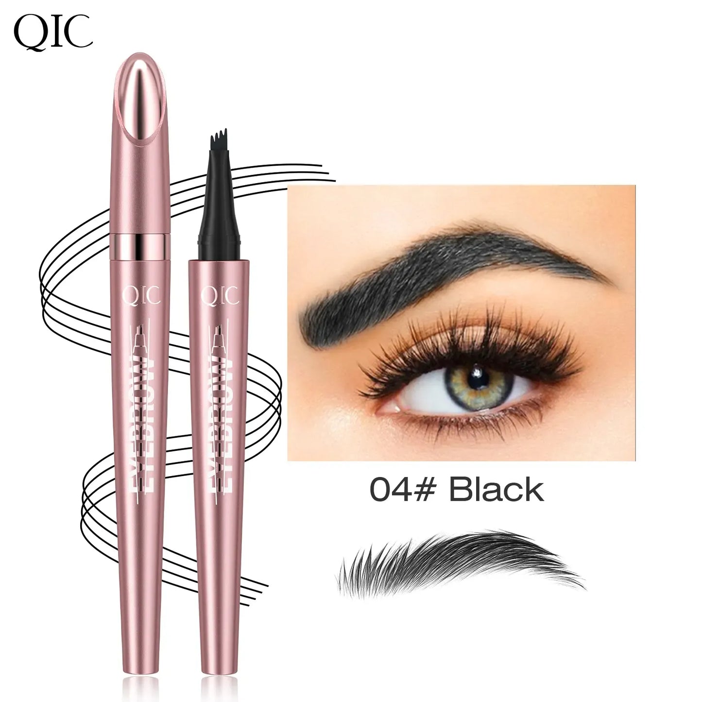 Waterproof 4 Tip Eyebrow Pen for Natural Defined Brows, Microblading Effect Brow Pencil with Fine Hair Strokes, Long Lasting Smudge Proof Makeup Tool .