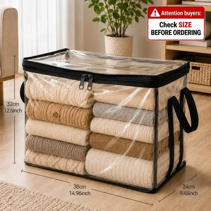 Large Clear Thick Plastic Storage Box with Hinged Lid