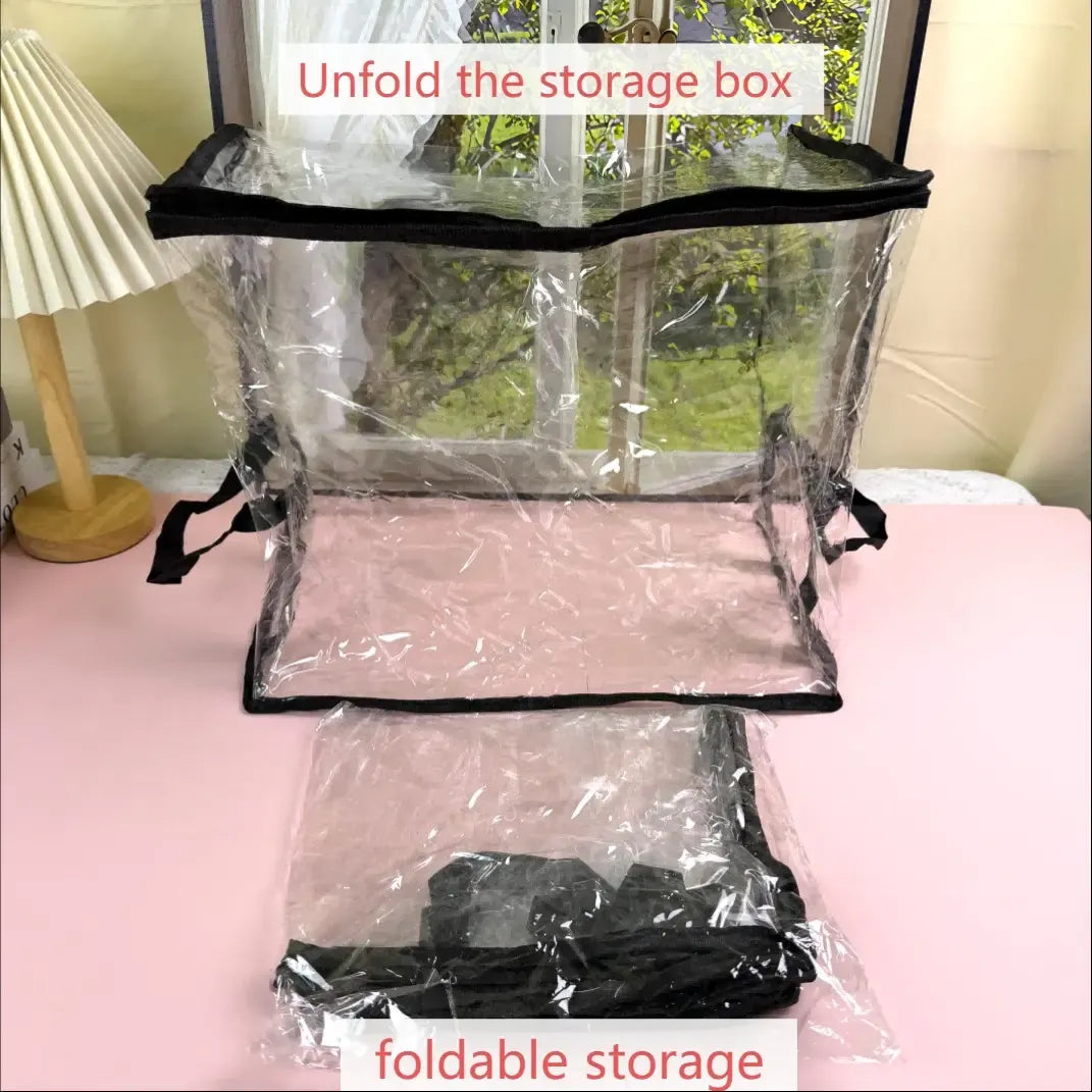 Large Clear Thick Plastic Storage Box with Hinged Lid