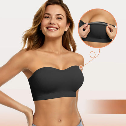 Women Non-Slip Bandeau Bras With Comfortable Strapless Bra Seamless Wireless Tube Top Soft Wireless Bra