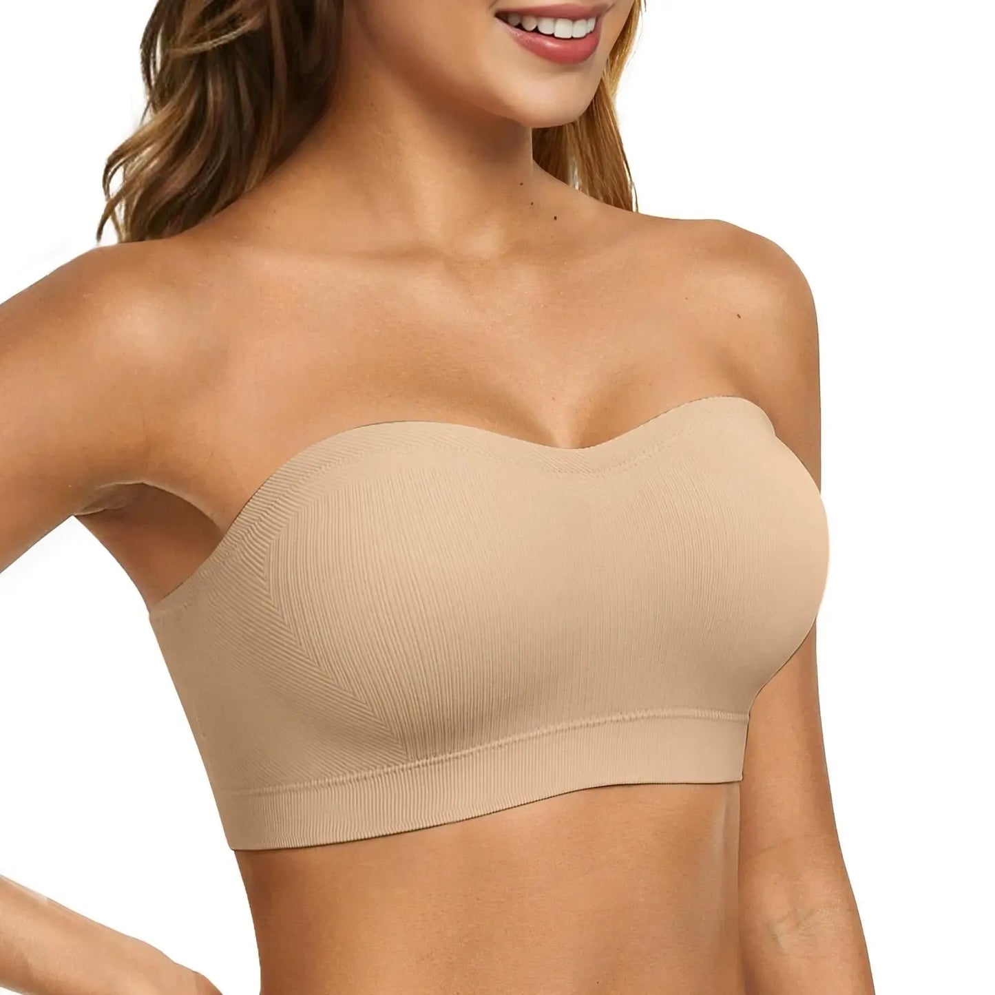 Women Non-Slip Bandeau Bras With Comfortable Strapless Bra Seamless Wireless Tube Top Soft Wireless Bra