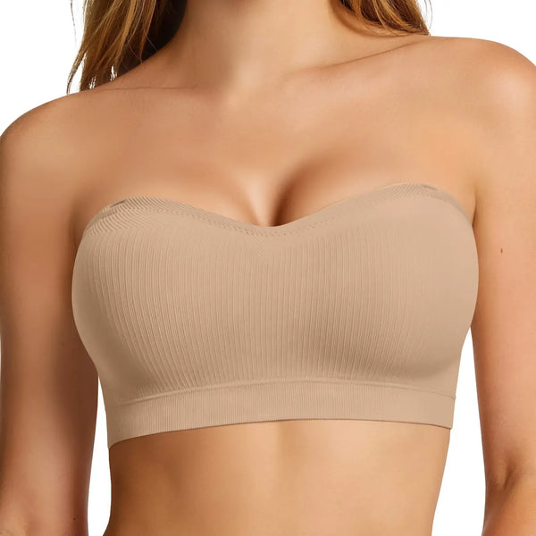 Women Non-Slip Bandeau Bras With Comfortable Strapless Bra Seamless Wireless Tube Top Soft Wireless Bra