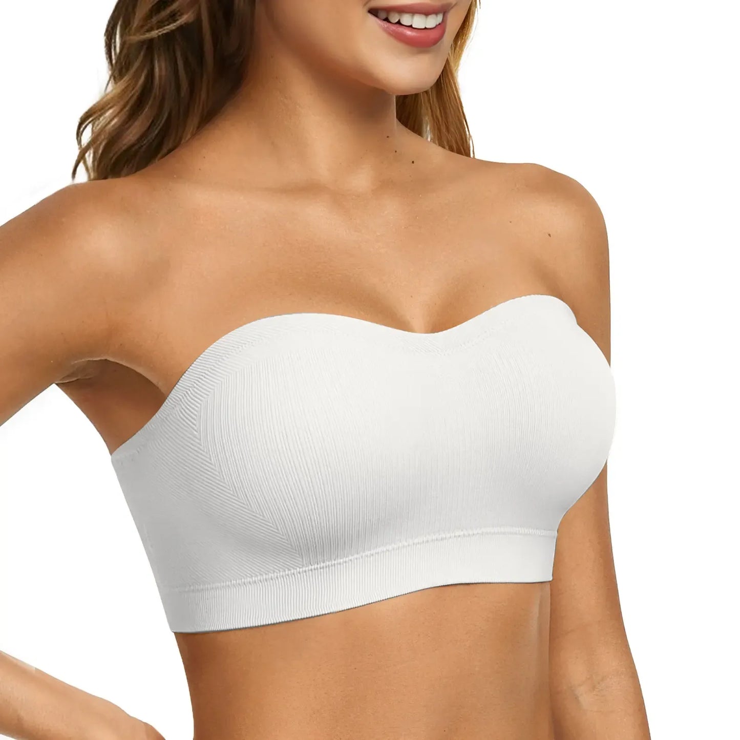 Women Non-Slip Bandeau Bras With Comfortable Strapless Bra Seamless Wireless Tube Top Soft Wireless Bra