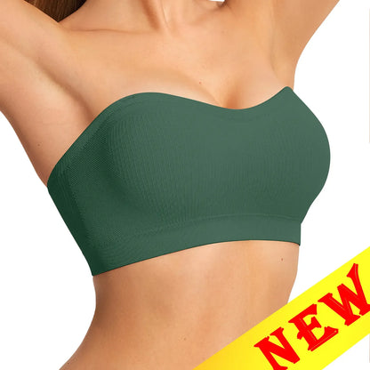 Women Non-Slip Bandeau Bras With Comfortable Strapless Bra Seamless Wireless Tube Top Soft Wireless Bra