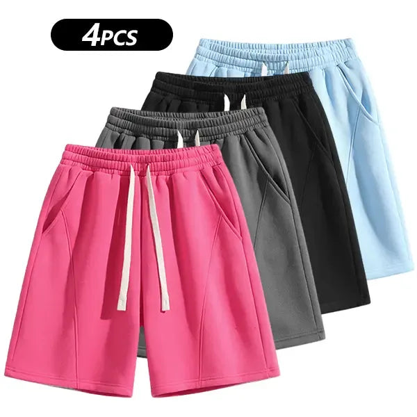 Men's Solid Pocket Waist Shorts, Lightweight Breathable Shorts.