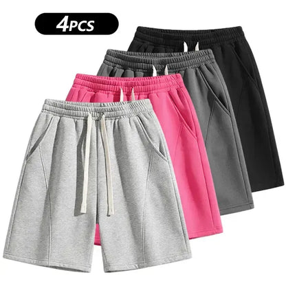 Men's Solid Pocket Waist Shorts, Lightweight Breathable Shorts.