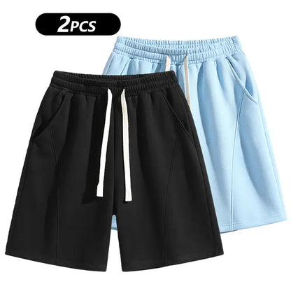 Men's Solid Pocket Waist Shorts, Lightweight Breathable Shorts.