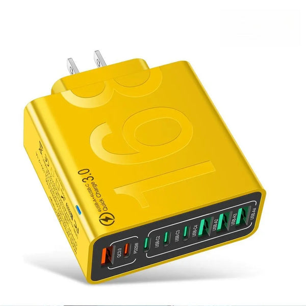 4 USB-C & 4 USB-A Fast Charging USB Hub PortableSmart 8port Charger for Multiple Devices SmartCharger for Phones, Tablets & More
