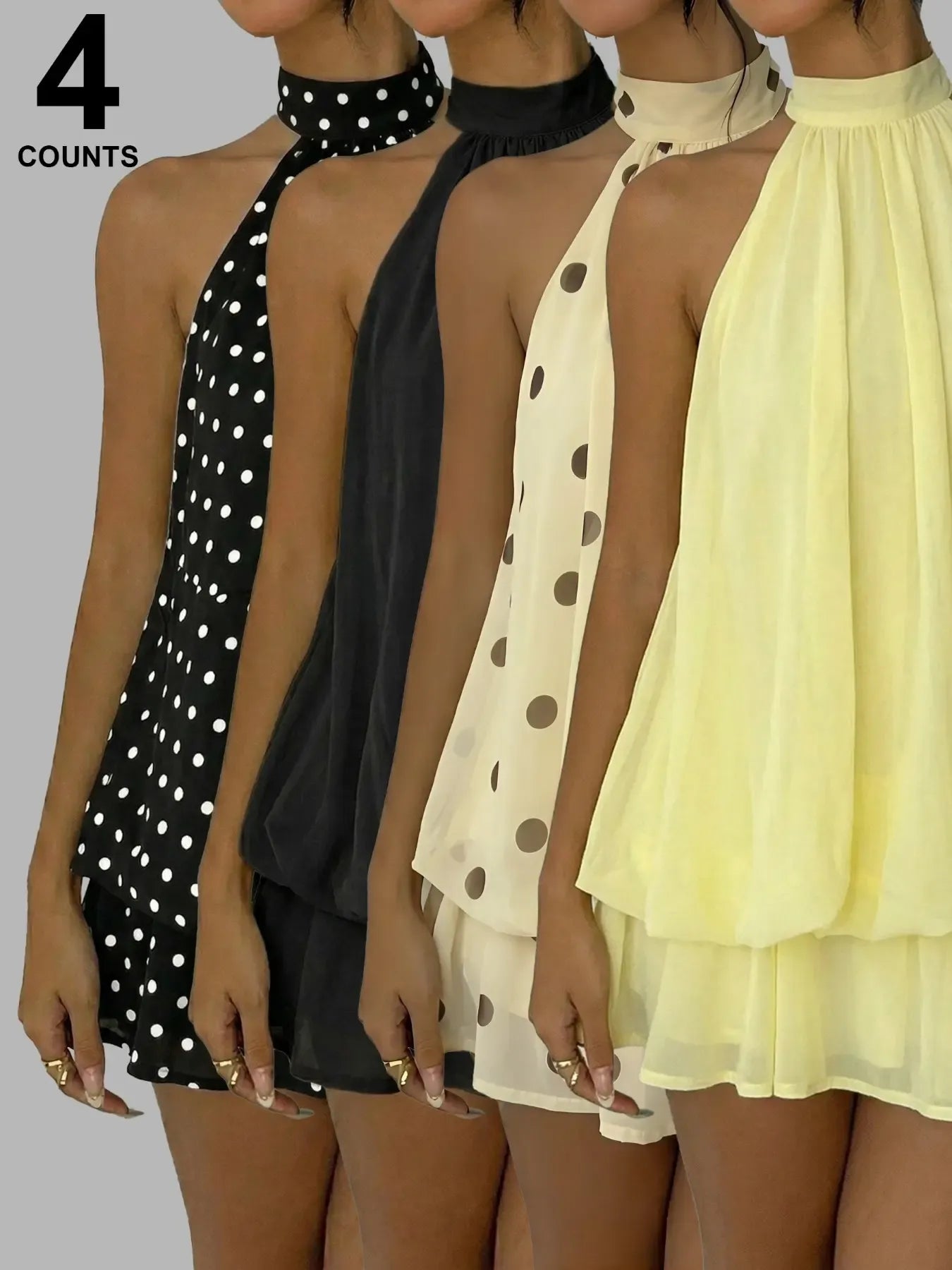 Women's Summer Fashion Party Halter Tie Back Mini Dress, Slim-Fitting Casual Elegant Short Sleeveless Dress for Home Outdoor City Style