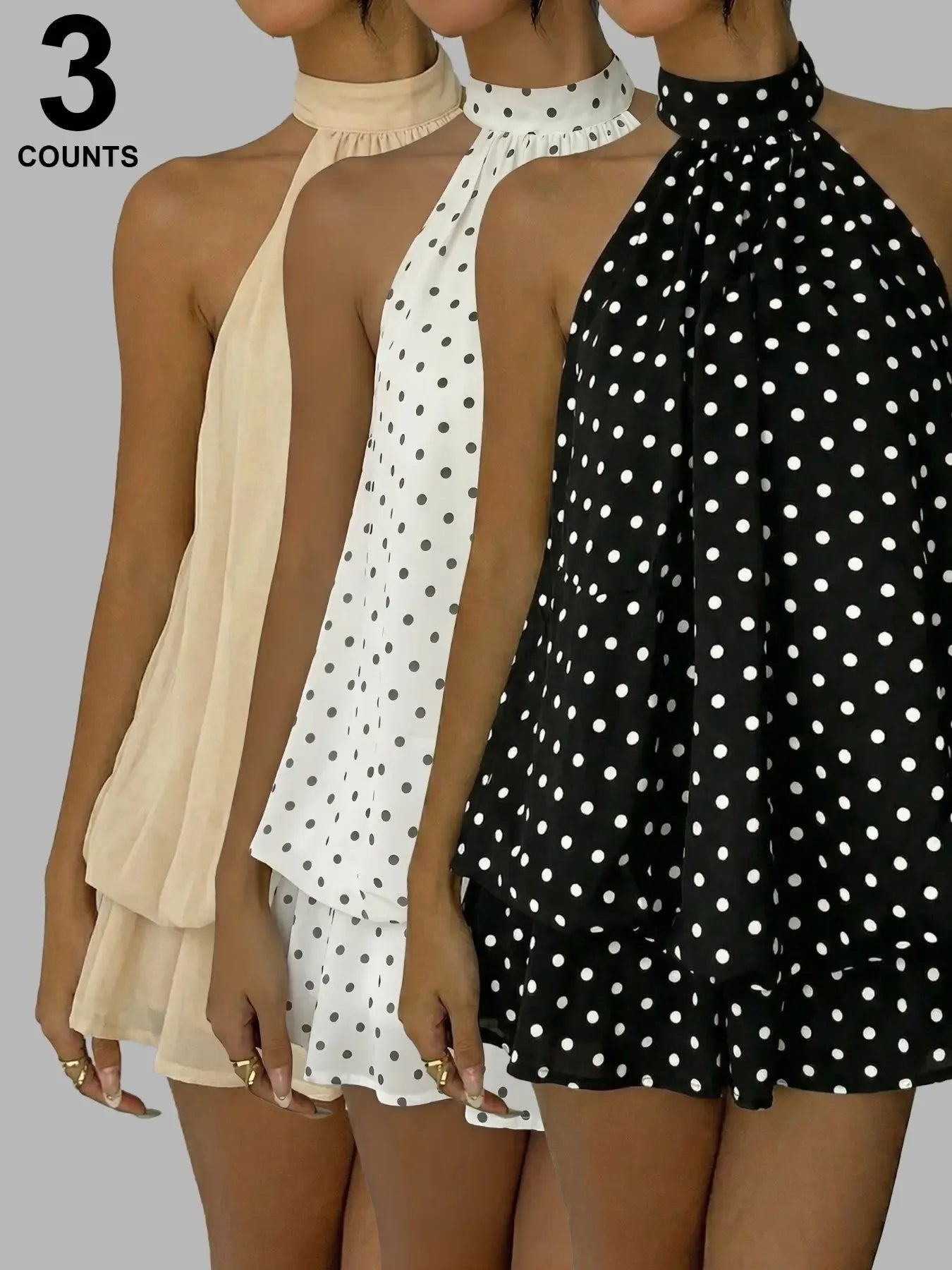 Women's Summer Fashion Party Halter Tie Back Mini Dress, Slim-Fitting Casual Elegant Short Sleeveless Dress for Home Outdoor City Style