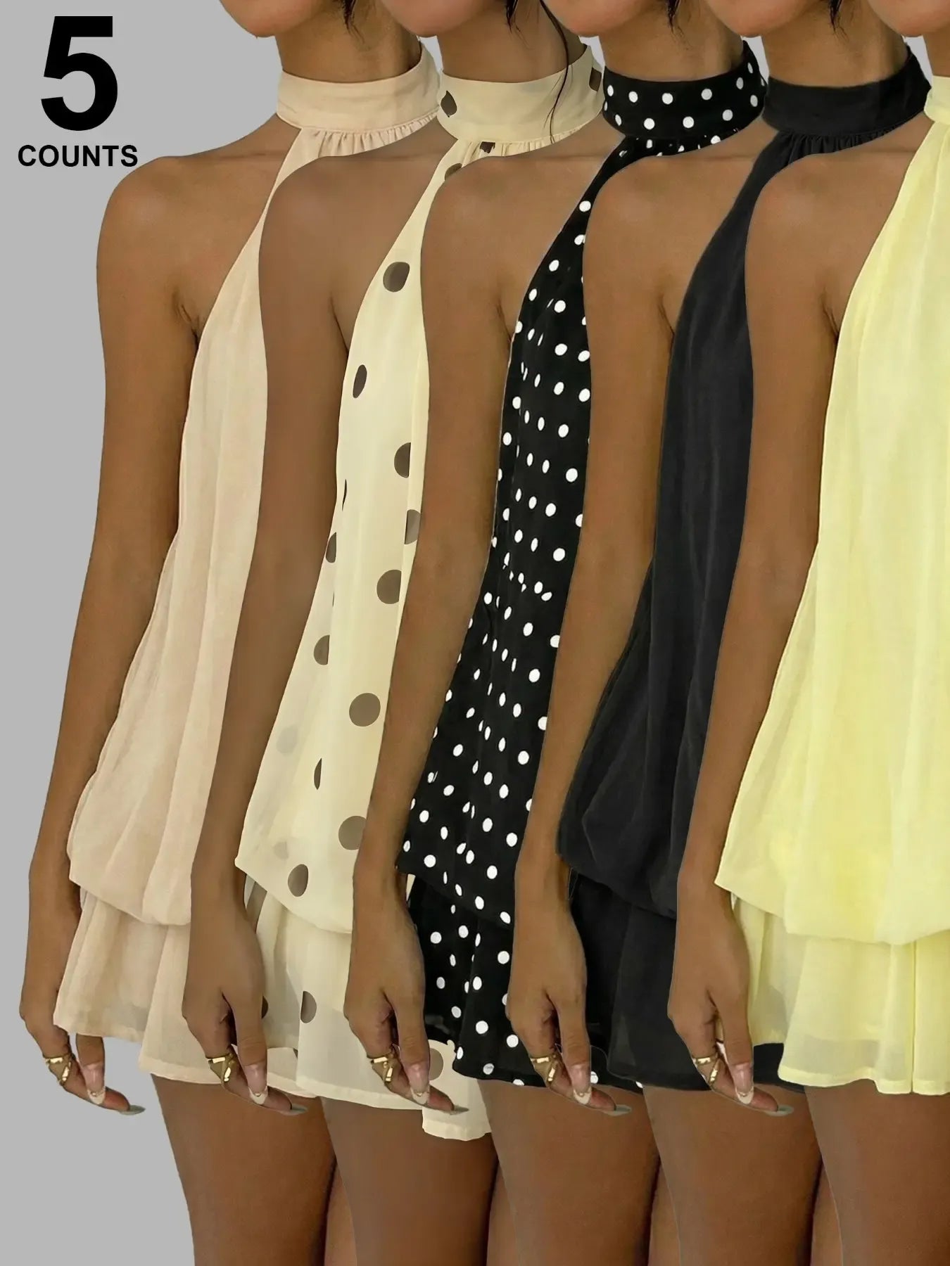 Women's Summer Fashion Party Halter Tie Back Mini Dress, Slim-Fitting Casual Elegant Short Sleeveless Dress for Home Outdoor City Style