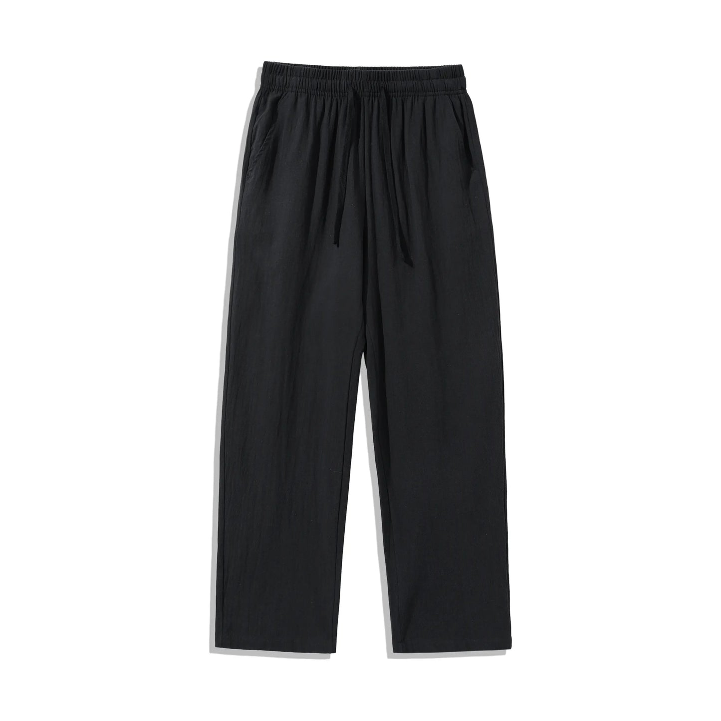 4 Pieces 100% Cotton Linen Pants for Men & Women, Summer Casual Elastic Waist Drawstring Wide Leg Breathable Pants