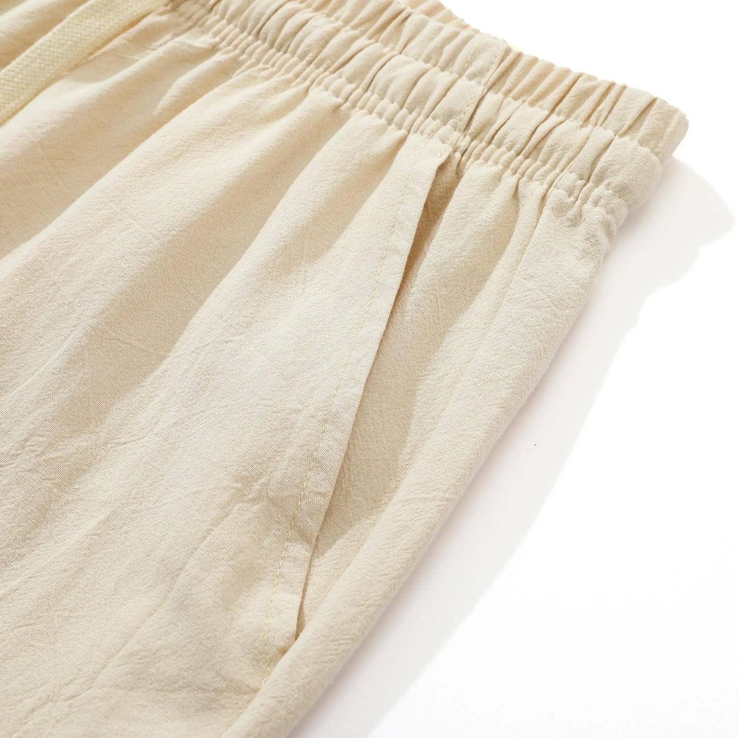 4 Pieces 100% Cotton Linen Pants for Men & Women, Summer Casual Elastic Waist Drawstring Wide Leg Breathable Pants