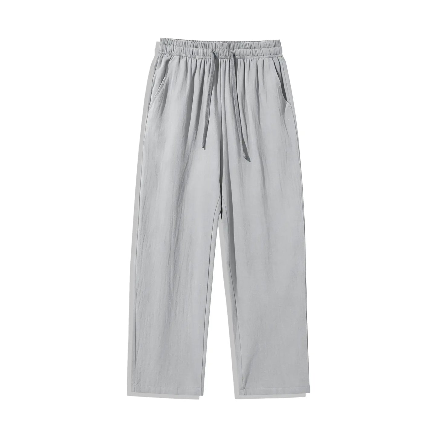 4 Pieces 100% Cotton Linen Pants for Men & Women, Summer Casual Elastic Waist Drawstring Wide Leg Breathable Pants