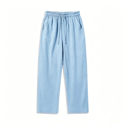 4 Pieces 100% Cotton Linen Pants for Men & Women, Summer Casual Elastic Waist Drawstring Wide Leg Breathable Pants