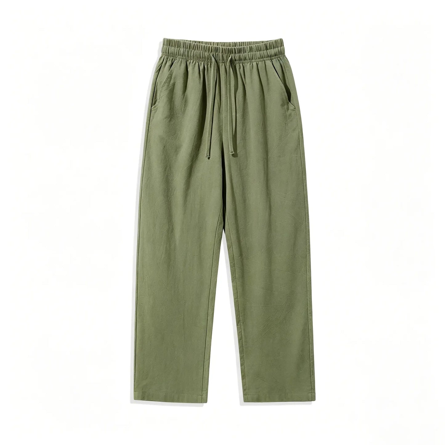 4 Pieces 100% Cotton Linen Pants for Men & Women, Summer Casual Elastic Waist Drawstring Wide Leg Breathable Pants