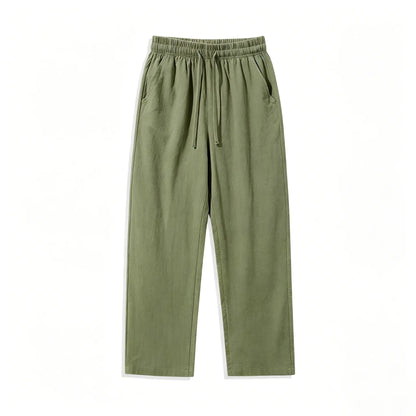 4 Pieces 100% Cotton Linen Pants for Men & Women, Summer Casual Elastic Waist Drawstring Wide Leg Breathable Pants