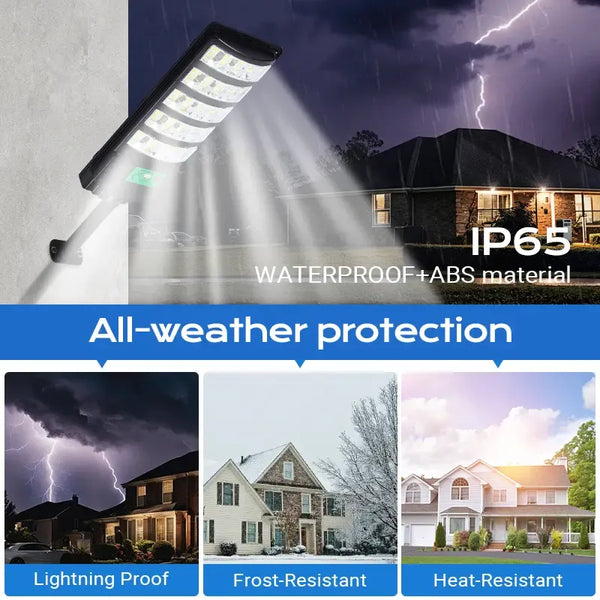 Upgraded Solar Street Light Outdoor 5730 SMD LED 120LM/W Super Bright Monocrystalline Panel LiFePO4 Battery IP65 Waterproof for Yard Garden Street Garage