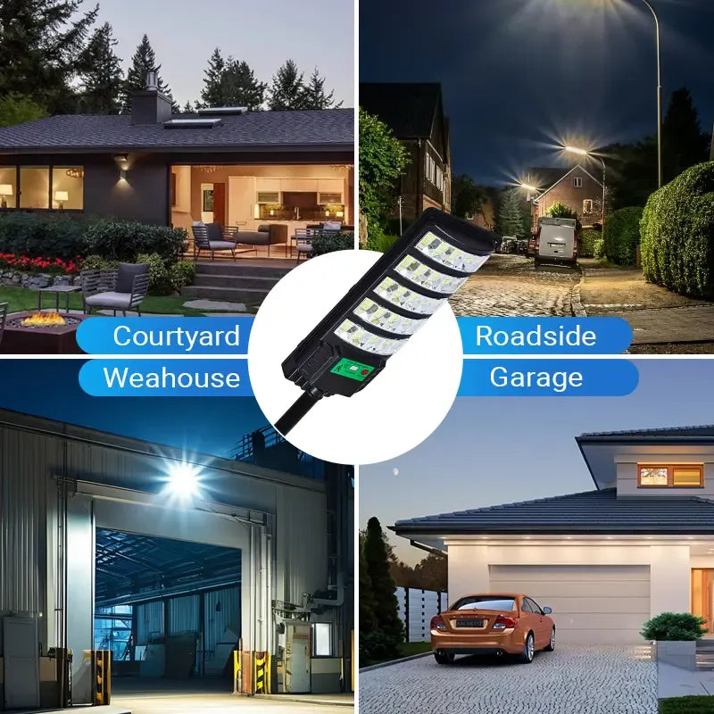Upgraded Solar Street Light Outdoor 5730 SMD LED 120LM/W Super Bright Monocrystalline Panel LiFePO4 Battery IP65 Waterproof for Yard Garden Street Garage