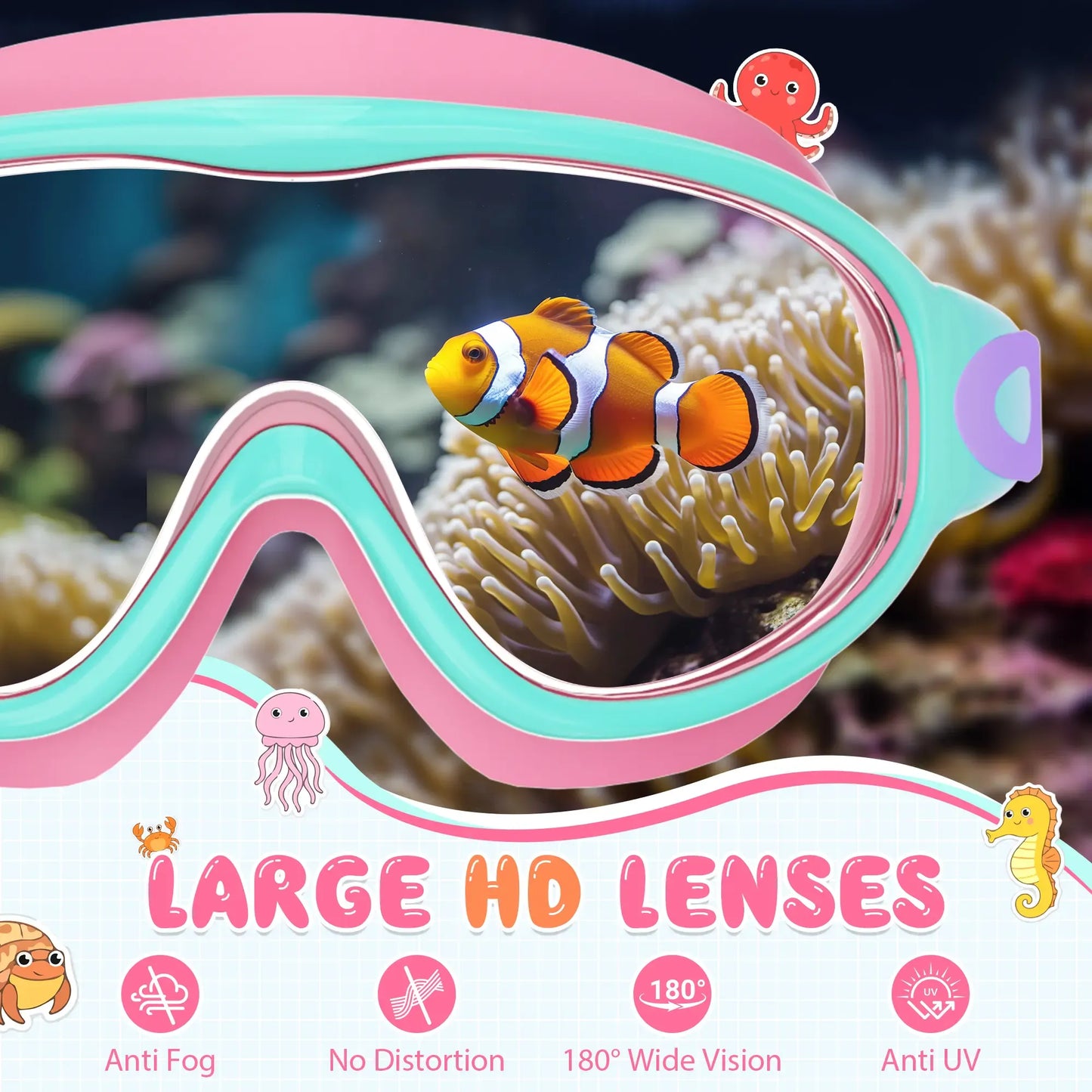 2 Pack Kids Swim Goggles for 3-15+ UV Protection Anti-Fog High Definition Waterproof Adjustable Goggles for Boys and Girls