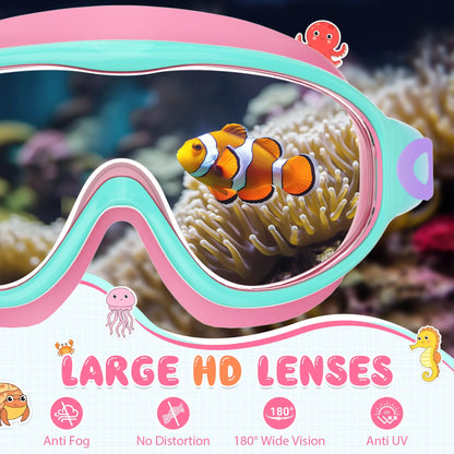 2 Pack Kids Swim Goggles for 3-15+ UV Protection Anti-Fog High Definition Waterproof Adjustable Goggles for Boys and Girls