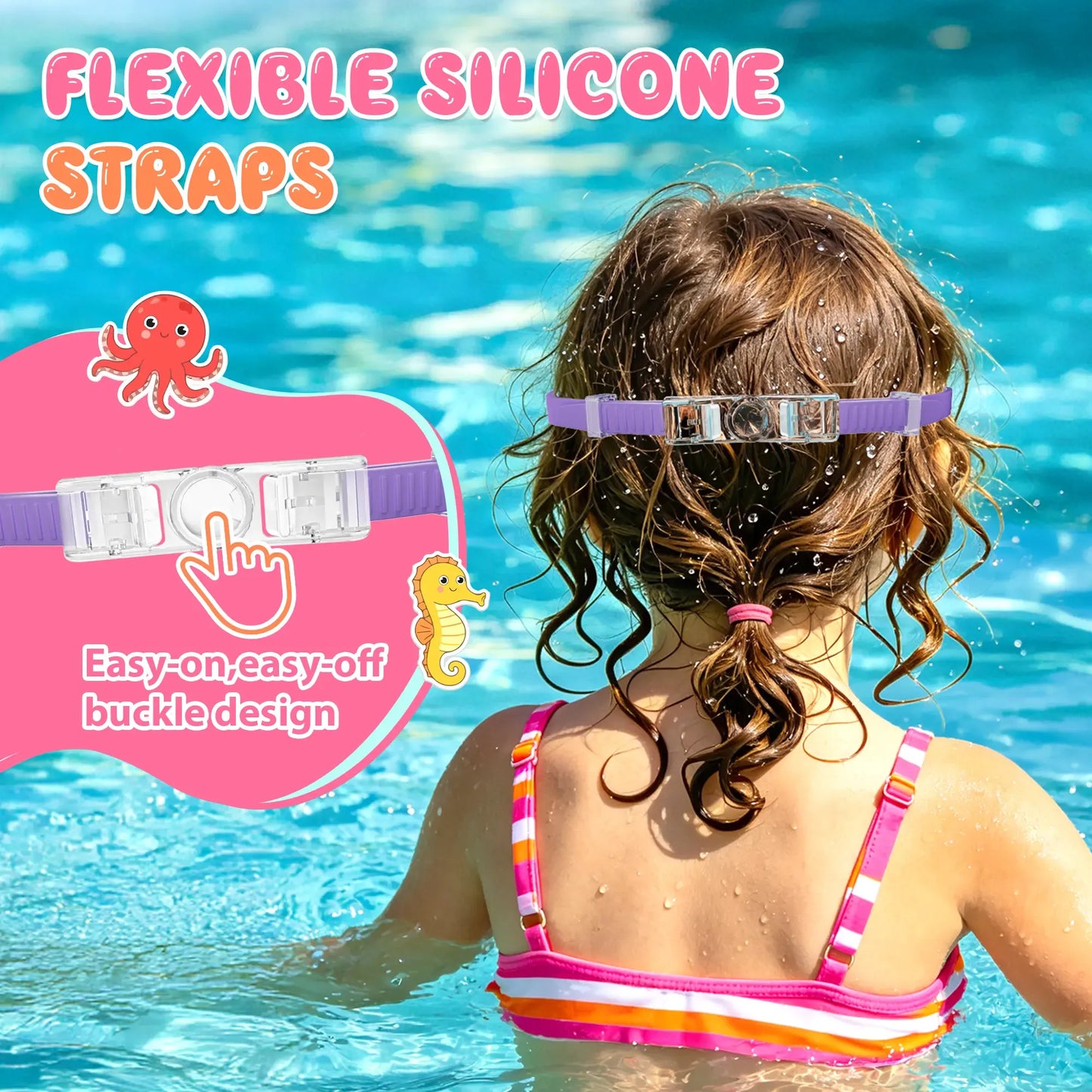 2 Pack Kids Swim Goggles for 3-15+ UV Protection Anti-Fog High Definition Waterproof Adjustable Goggles for Boys and Girls