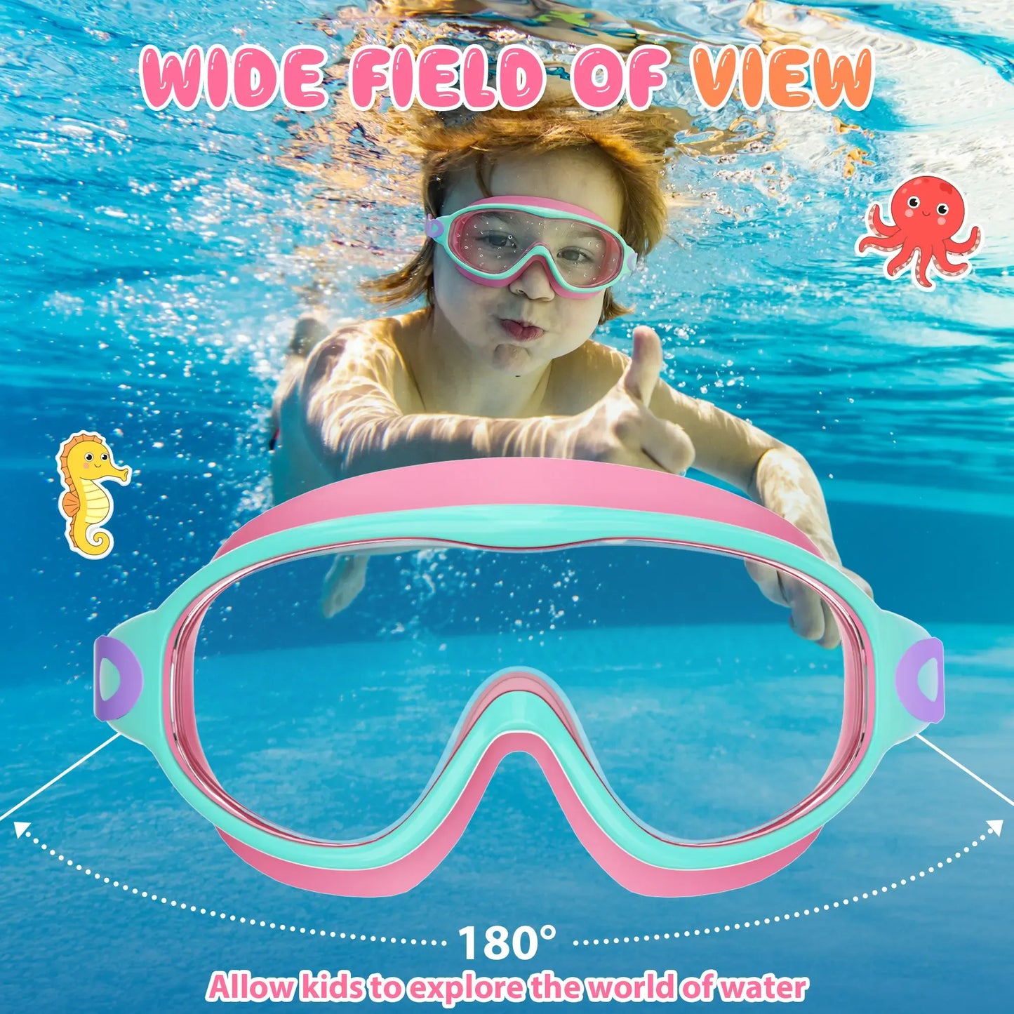 2 Pack Kids Swim Goggles for 3-15+ UV Protection Anti-Fog High Definition Waterproof Adjustable Goggles for Boys and Girls