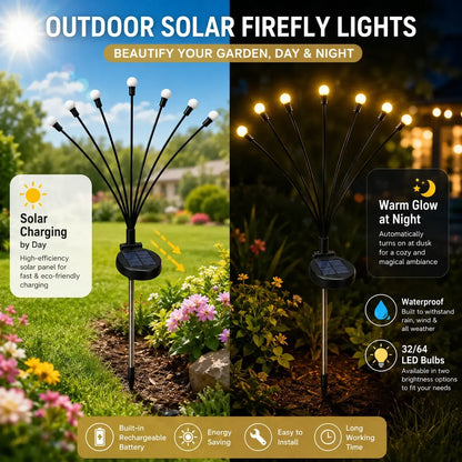Outdoor Solar Firefly Lights, 4/8 Pack Waterproof Garden Stake Lights