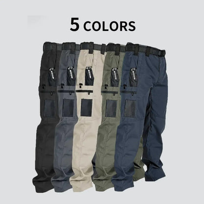 Men's Solid Color Tactical Work Pants,230g/m² new fabric，with Multiple Pockets and Zipper Closures