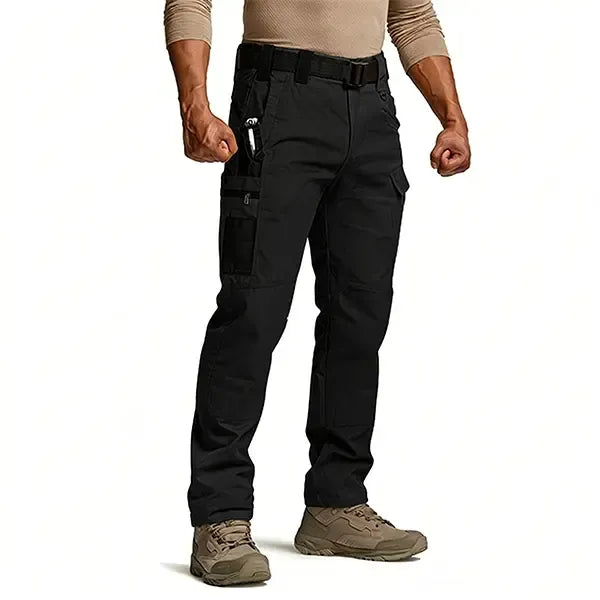 Men's Solid Color Tactical Work Pants,230g/m² new fabric，with Multiple Pockets and Zipper Closures