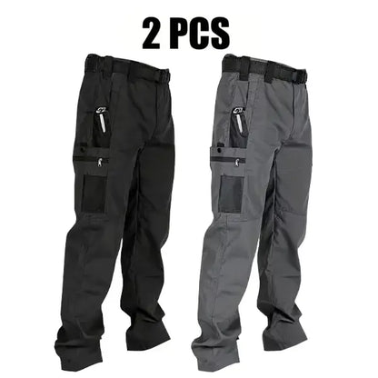 Men's Solid Color Tactical Work Pants,230g/m² new fabric，with Multiple Pockets and Zipper Closures