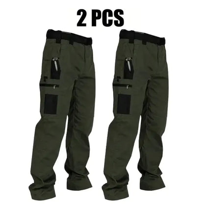 Men's Solid Color Tactical Work Pants,230g/m² new fabric，with Multiple Pockets and Zipper Closures