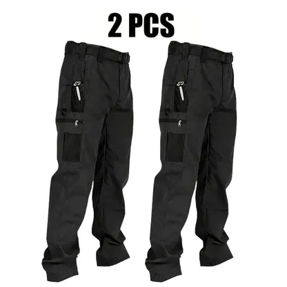 Men's Solid Color Tactical Work Pants,230g/m² new fabric，with Multiple Pockets and Zipper Closures