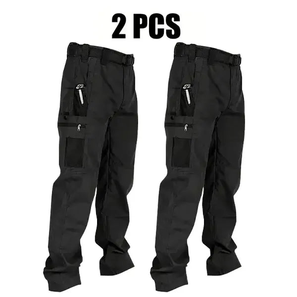 Men's Solid Color Tactical Work Pants,230g/m² new fabric，with Multiple Pockets and Zipper Closures